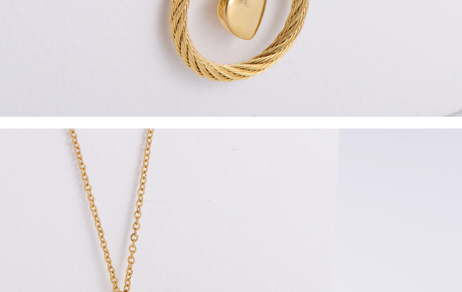 Golden Heart-shaped Pendant Necklace Earrings Set Wholesale Nihaojewelry display picture 10