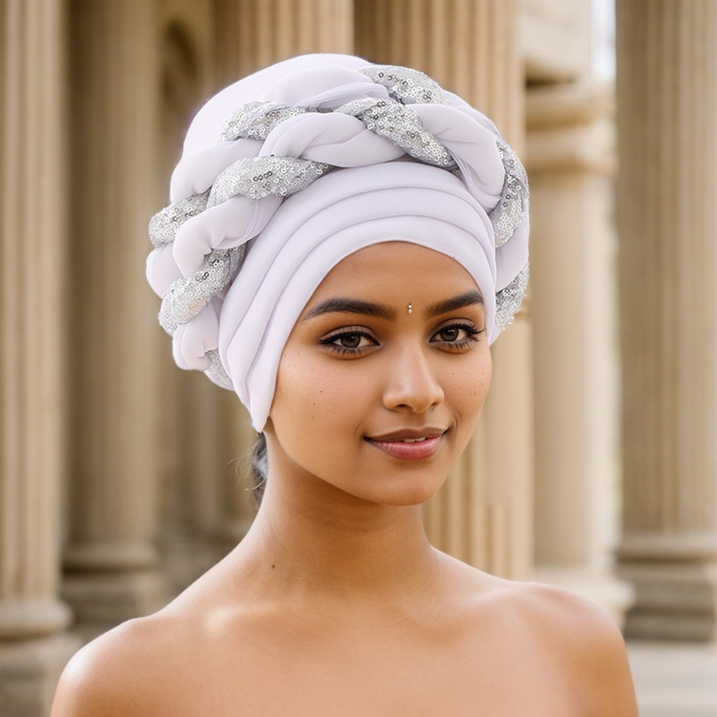 Cappello musulmano Cappello con treccia di paillettes a strati spazio Cappello africano alla moda_voghion.com