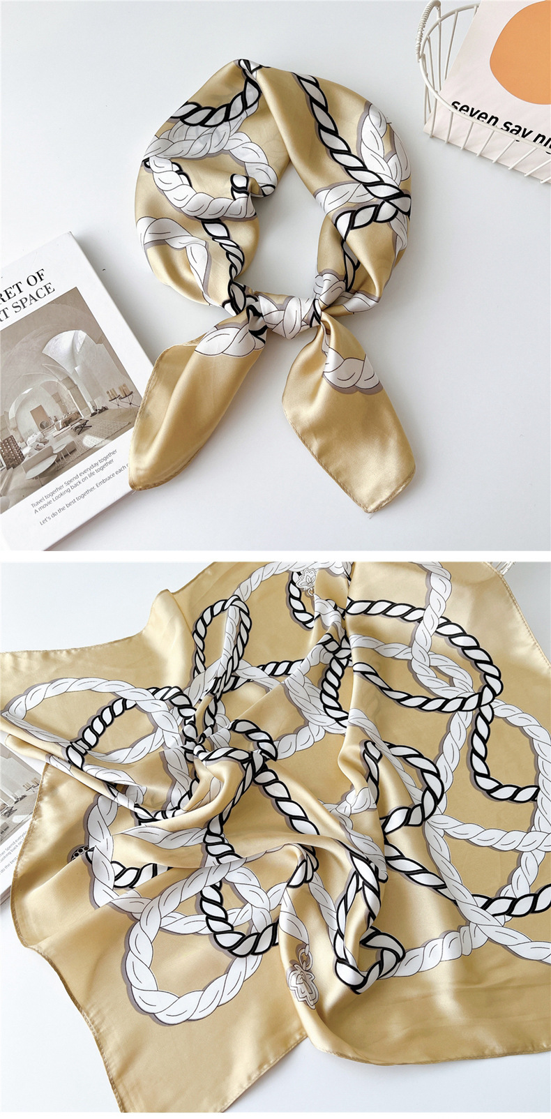 40g Weight Silk Scarf Classification Outdoor, Travel Occasion Polyester Material Printing Pattern Spring&Summer Season Women's Gender Printing Design Elegant Style Women's Elegant Printing Polyester Printing Silk Scarf 15