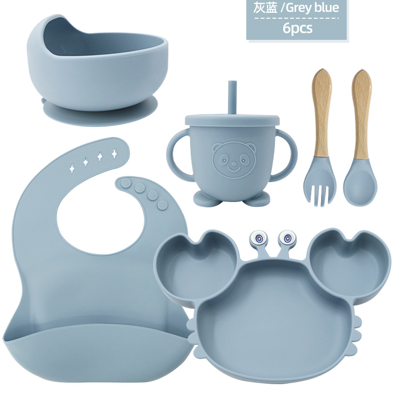 Juego de platos de silicona para bebés y niños aprenden a comer y beber vajilla de alimentación para bebés