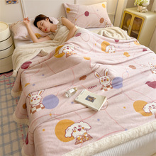 卡通双层牛奶绒毛毯冬季加厚办公室午睡盖毯沙发小被子披肩床单