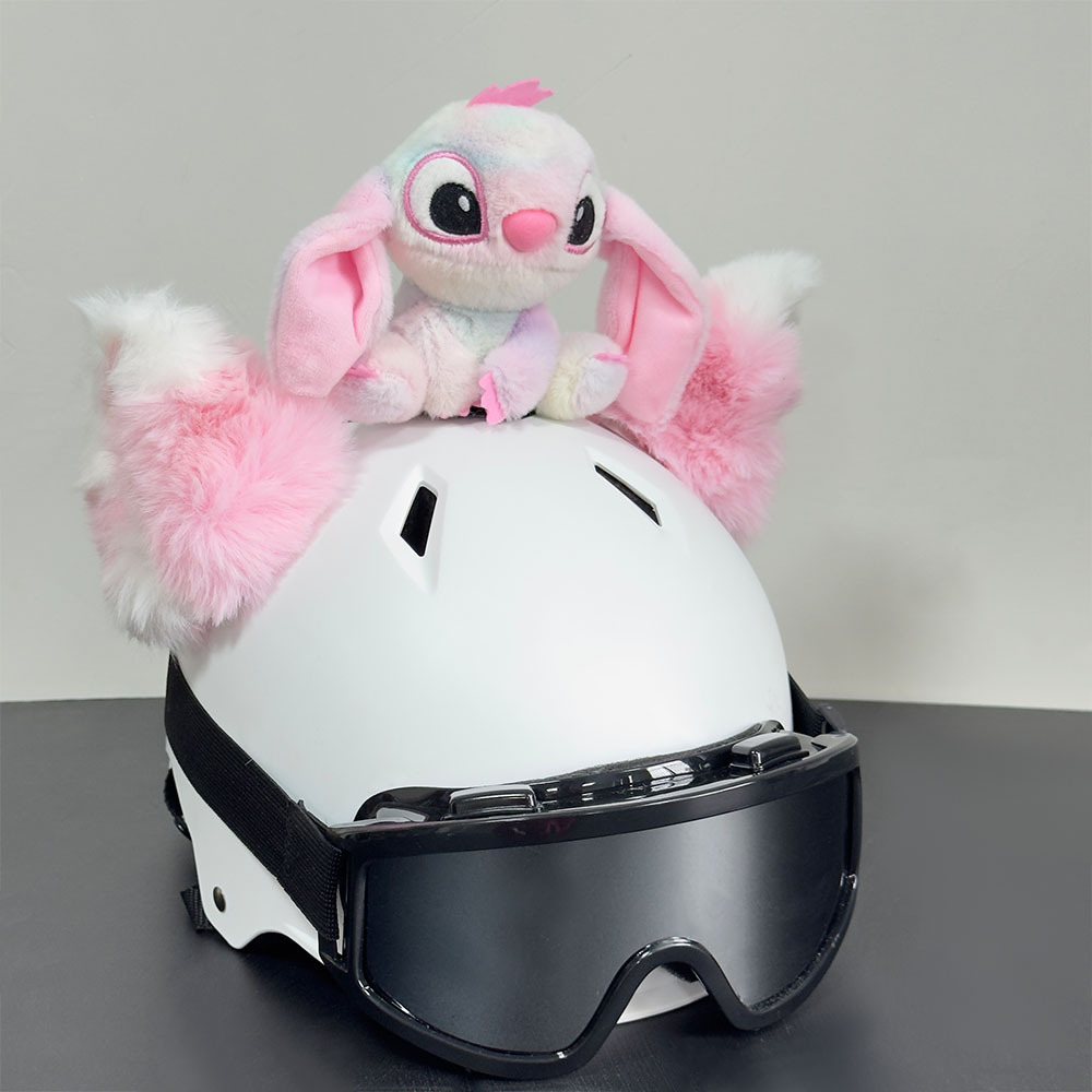 Ear Helmet Decoration for Motorcycles, Cute Plush Doll for Electric Vehicles, Ski Riders, Motorcycle Decorations, Detachable