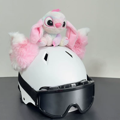 Dəbilqə (Kaska) aksesuarları Motorcycles, Cute Plush Doll - pink-ears-white-pointed-cat-ears-colorful-stitch