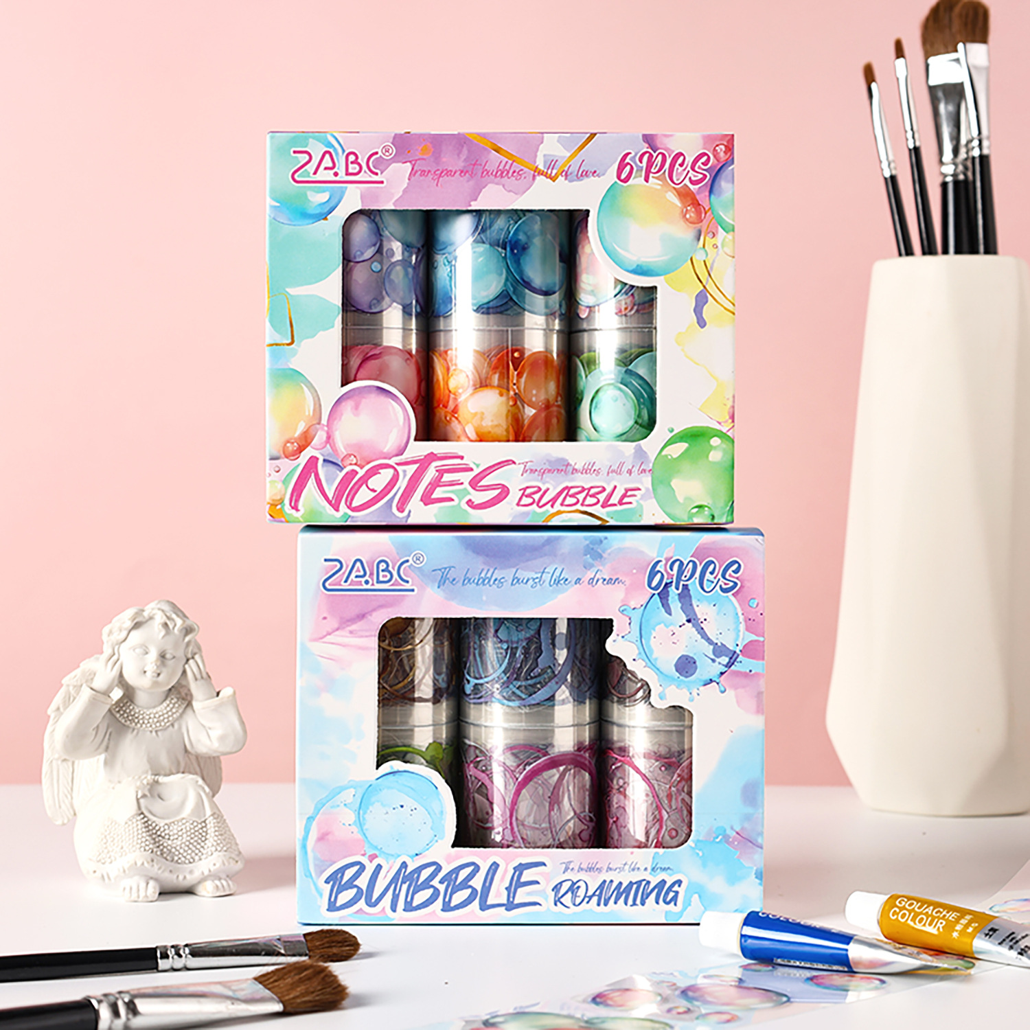 Serie de burbujas mágicas de color agua Pet troquelado cinta impermeable juego de cajas DIY transfronterizo libro de mano material de decoración pegatinas de collage