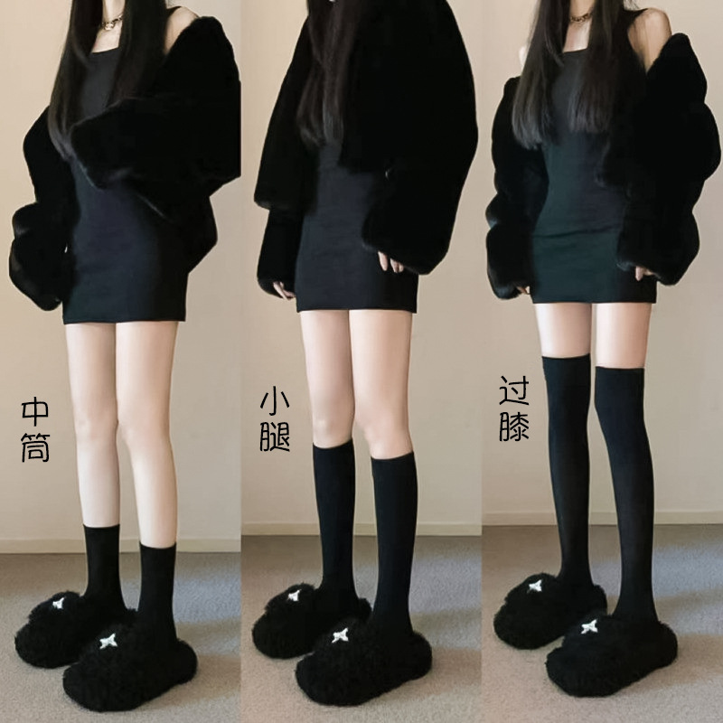 Spring and Summer thin calf socks women's solid color velvet mid-calf socks micro-pressure skinny leg stockings factory wholesale Spring and Summer thin calf socks women's solid color velvet mid-calf socks micro-pressure skinny leg stockings factory wholesale