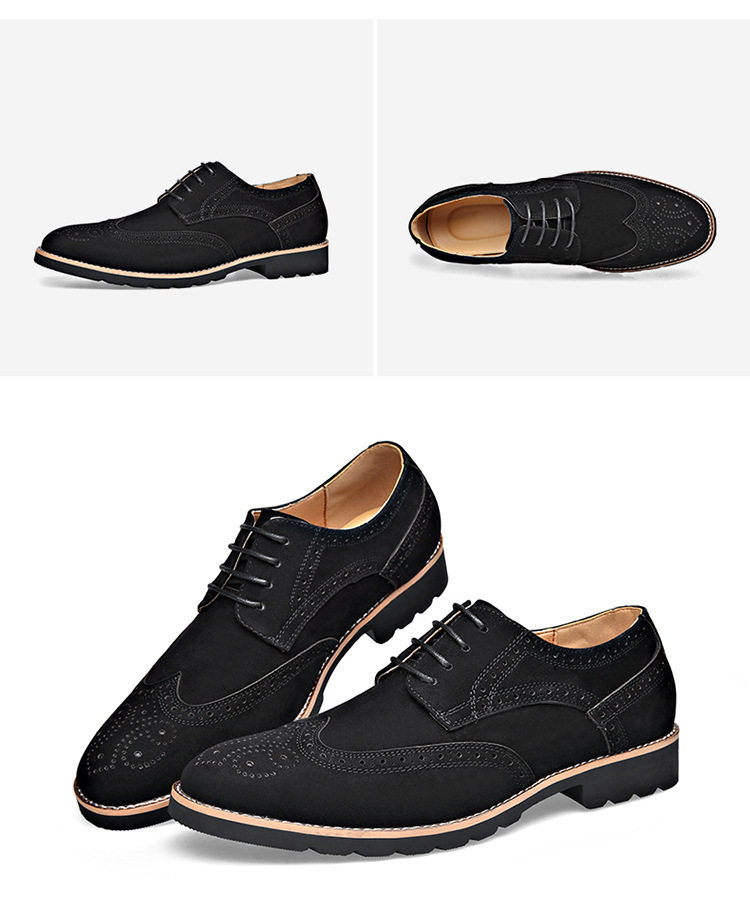 Giày Brogue nam da lộn phong cách Anh, giày lười mũi nhọn đế cao su, phối chỉ khâu — 858 kaki, 858 màu nâu sẫm, 858 đen chi tiết 27