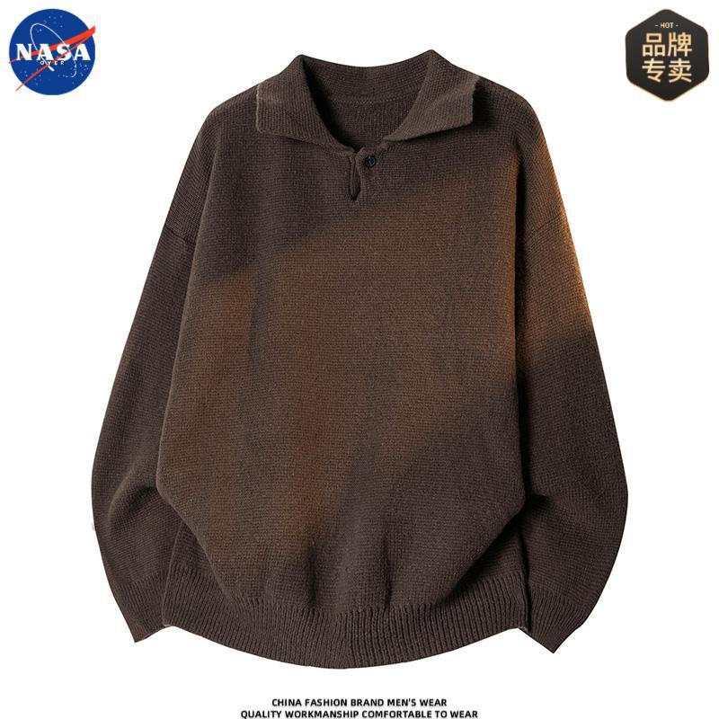 Nasa Brand High-Quality Polo Collar Knitwear Men's Autumn and Winter Handsome Casual Large Size Warm Knitwear Top