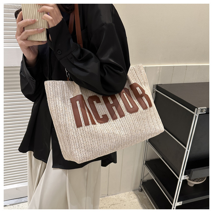 Large capacity fashion tote bag 2025 new style this year's popular woven single-shoulder bag underarm letter handbag wholesale undefined
