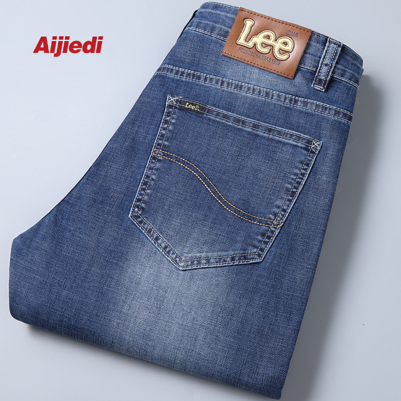 Straight-Leg Cross-Border New Model Exclusively for E-Commerce Wholesale Stretch Lee Jeans Men's Spring and Summer Real Picture Business Dex Cotton