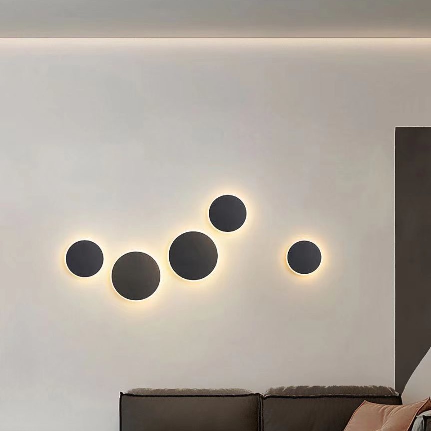 Lámpara de pared redonda de detección táctil moderna minimalista ultra delgada cabezal de cama estudio sala de comedor pasillo red lámpara de pared roja