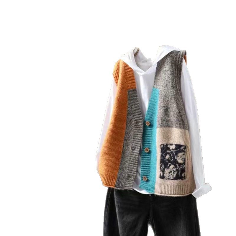 新商品のレトロなニットのベストの女性のカーディガンは春です。|undefined