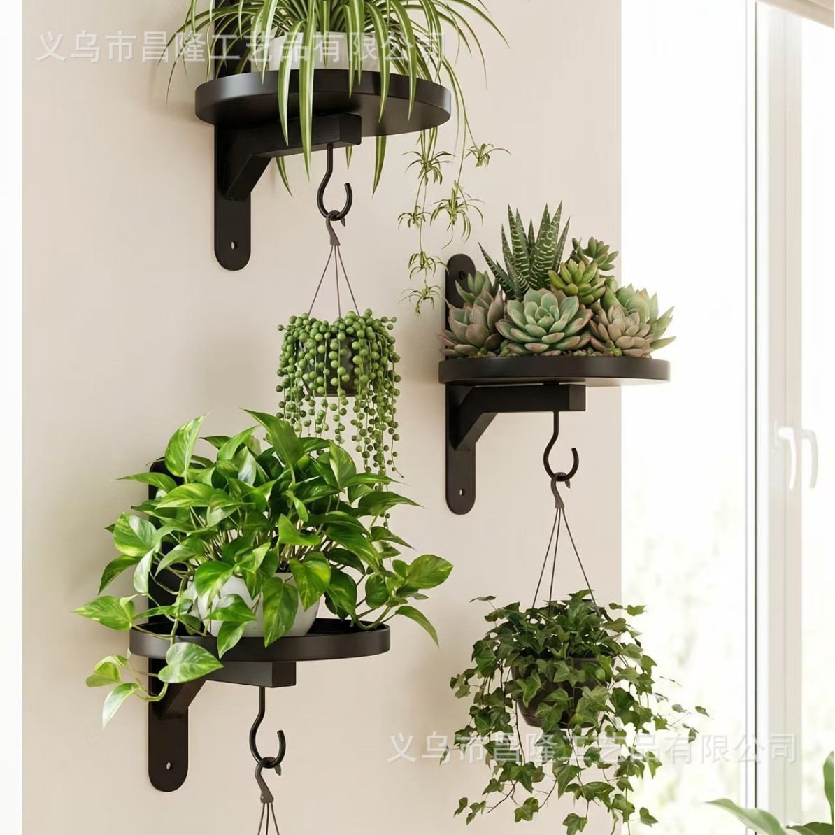 Transfronterizo 2026 nuevo marco de plantas de pared colgante de plantas de pared colgante de maceta de flores campana de viento marco de flores multifuncional