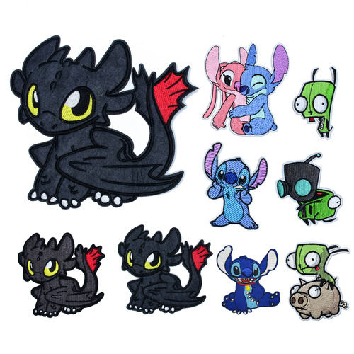 Junle factory direct sales cartoon animal cloth stickers DIY cloth stickers clothing bag accessories adhesive backing embroidery cloth stickers can be customized