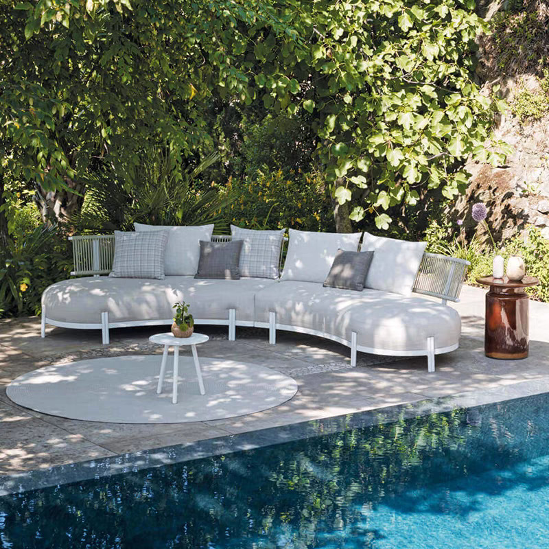 sofá al aire libre arqueado hotel villa patio al aire libre impermeable antioxidante sofá de cuerda de tracción