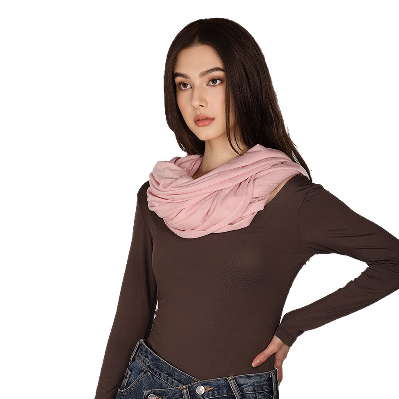 2025 otoño y invierno transfronterizos nuevos bufandas retro de color sólido cuello pequeño estilo de vacaciones naturales