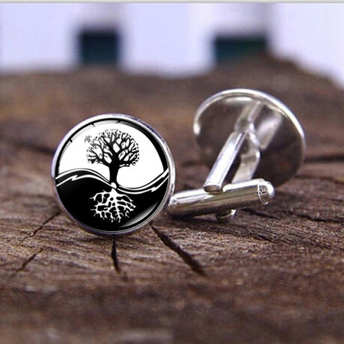 Cross-border new product Tree of Life men's cufflinks fashion accessories silver French shirt cuffs cuff studs buttons wholesale