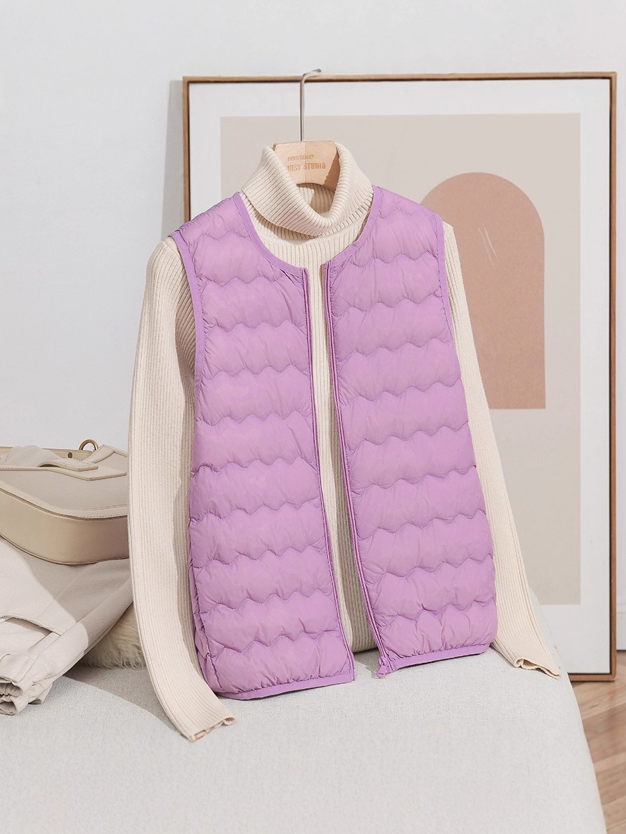 2025 otoño y invierno nuevo ligero de cuello redondo ondulado cordón de invierno portátil 90 chaleco de invierno de chaleco de invierno de moda