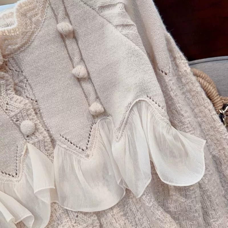 Demi-season cute knitted sweater, cardigan, loose fit