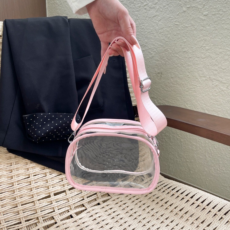 跨境女包新款工厂时尚透明PU单肩斜挎时款袋透明PVC单肩包 防水时