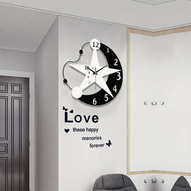 现代简约钟表创意时尚挂钟客厅家用星星装饰静音时钟壁式挂表爆款