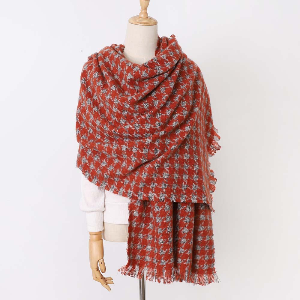 Women's Fashion Houndstooth Imitation Cashmere Scarf display picture 9