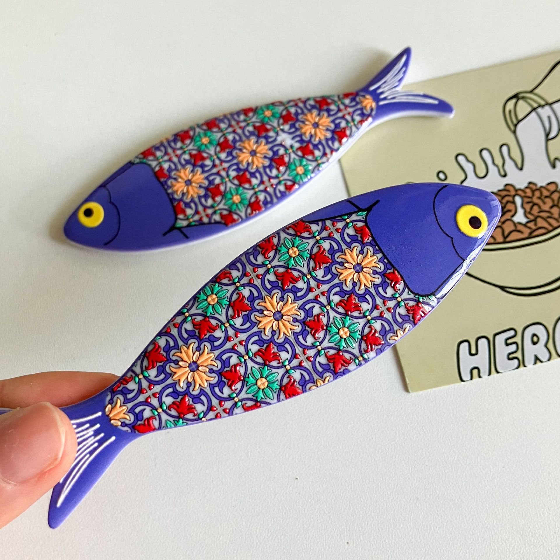 Nueva etiqueta de nevera de pescado transfronteriza estilo bohemio color material de melamina patrón en relieve decoración diaria del hogar