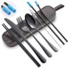 Handheld street tableware stainless steel, straw, chopsticks, silica gel set, Amazon