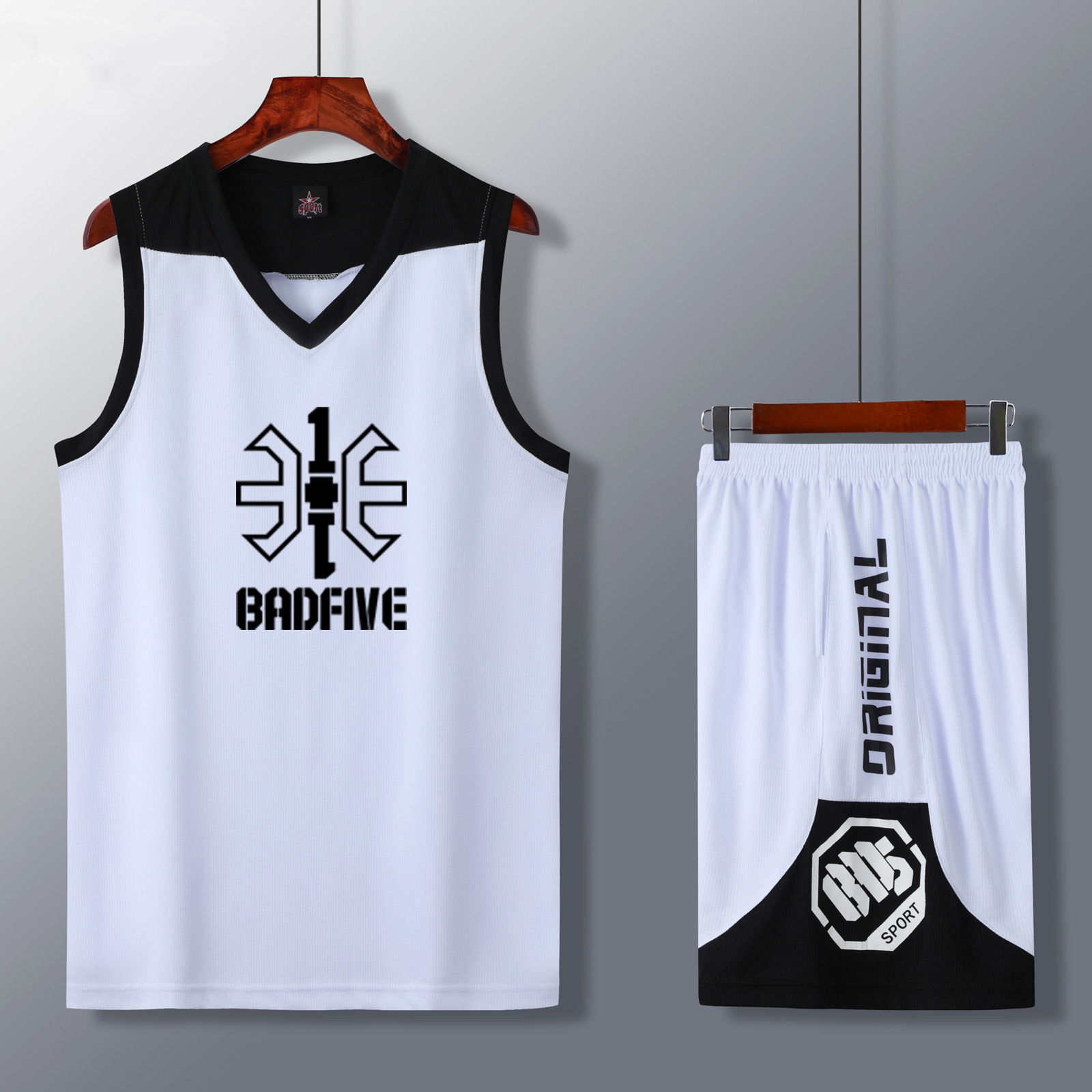 Children's Jersey basketball uniform suit men's and women's team uniform sports competition training uniform breathable sweat-absorbent loose printing picture