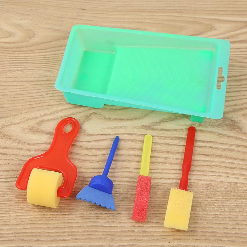 Children's round sponge paint brush drawing and doodle tool mushroom head stamp kindergarten baby art material set