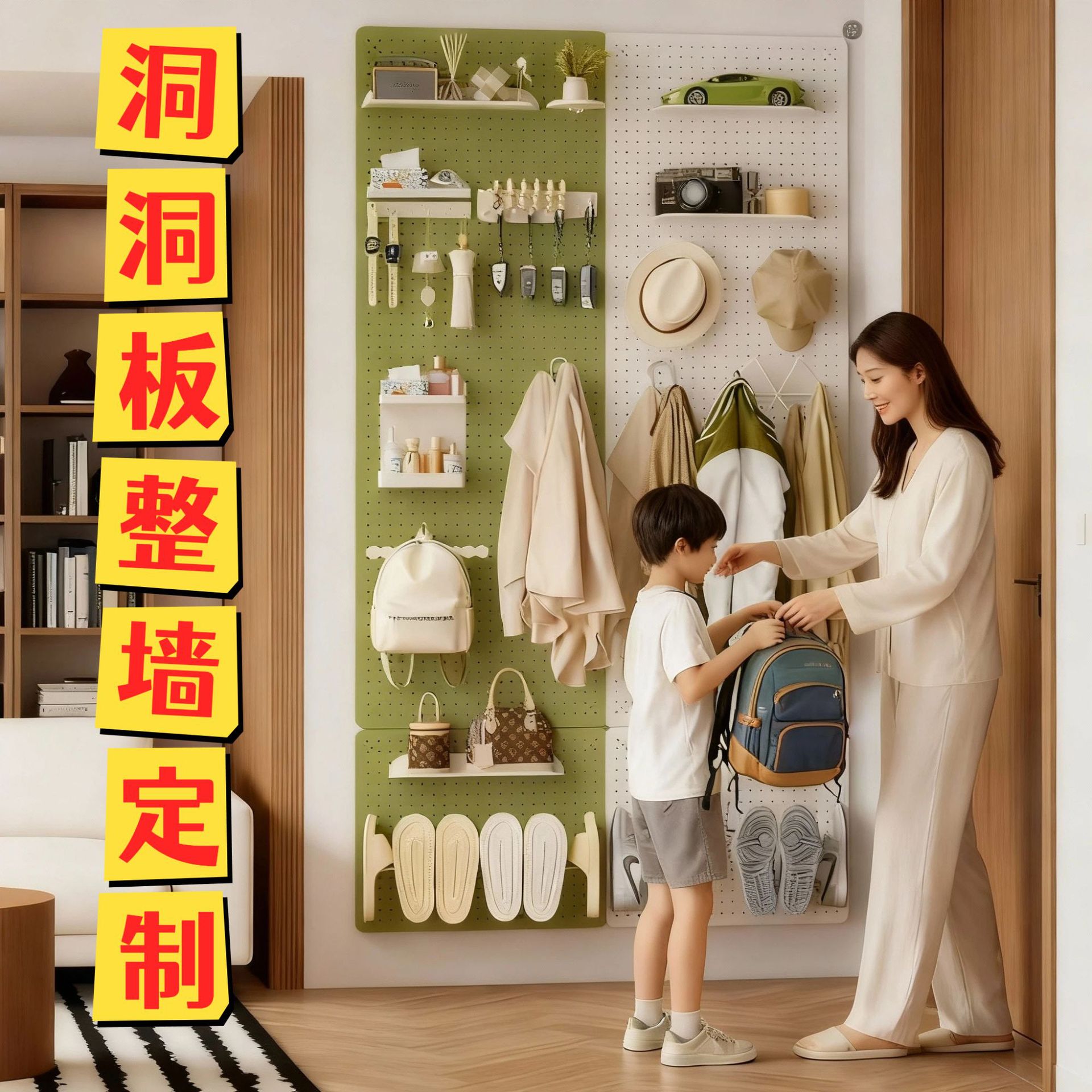 入户玄关墙上置物架隔板金属洞洞板墙面整板diy配件收纳架装饰板