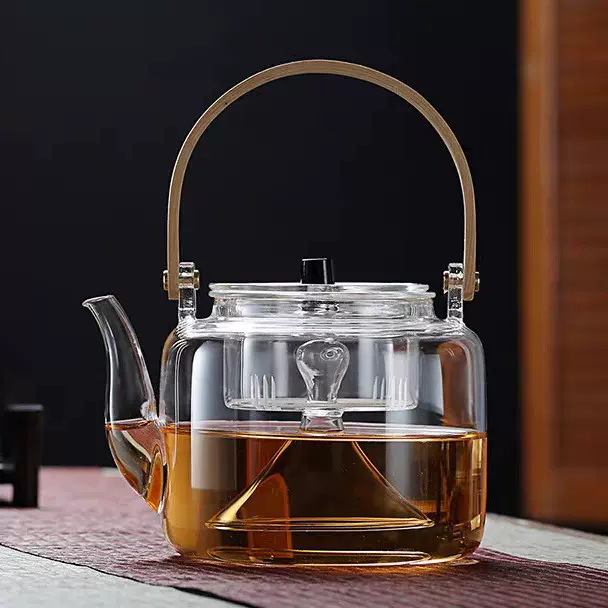 中式高硼硅玻璃泡茶壶家用耐高温茶水分离蒸煮一体茶壶壶茶具