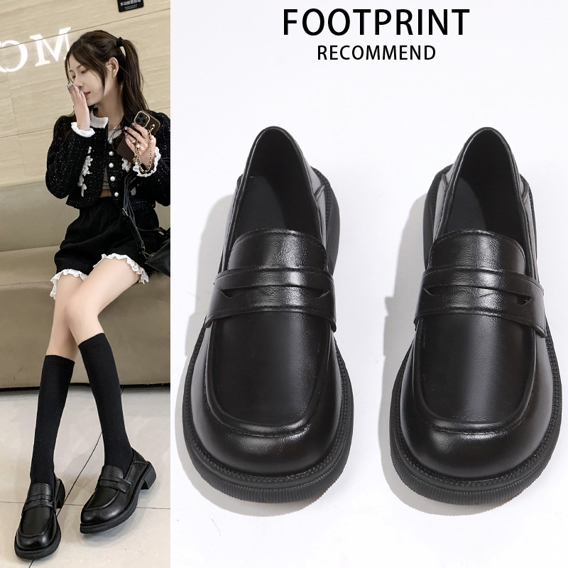 Black Small Leather Shoes for Women British Style 2025 Spring and Autum New Retro Flats Shoes Versatile Loafers Women's Shoes