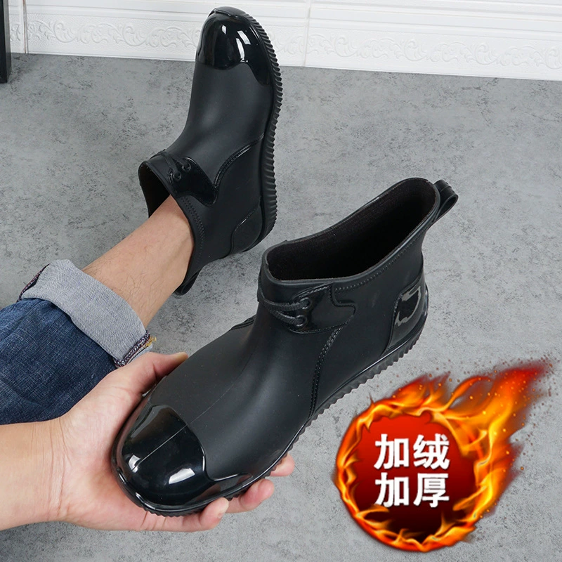 Водная обувь мужские резиновые сапоги короткие сапоги непромокаемая обувь мужские водные сапоги Резиновая обувь непромокаемая Нескользящая модная рабочая обувь рыболовная обувь