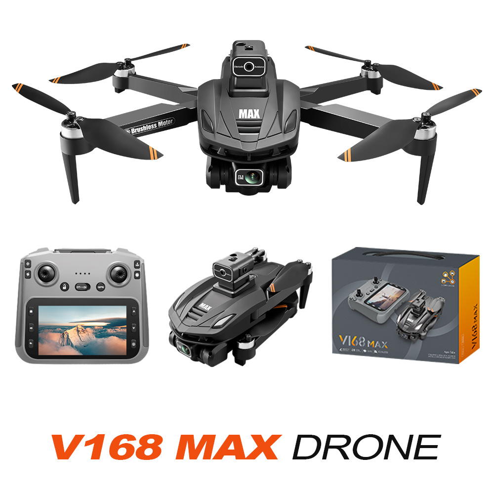 Cross-Border New Product V168Max Brushless Gps Return with Screen High-Definition Aerial Photography Obstacle Avoidance Drone Export Remote Control Aircraft