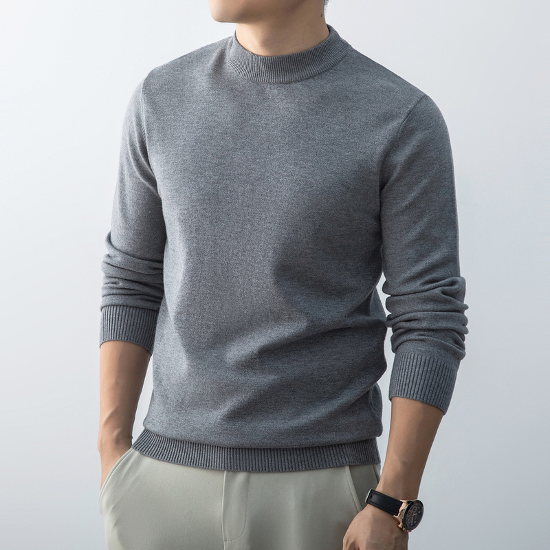 Men's Half Turtleneck Knitwear Autumn and Winter Warm Knitwear Pure Color Bottoming Shirt New Long-Sleeved Knitwear Men's Clothing Dropshipping