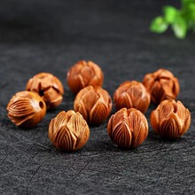 桃木莲花珠子 散珠批发 雕刻莲花桃木饰品手工工艺品中式桃木配件
