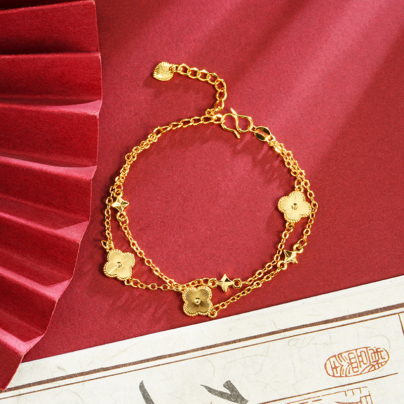 Pulsera de flores de cuatro hojas s3630