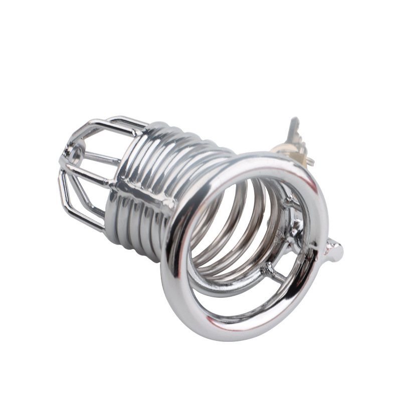 Metal Male Chastity Cage Lock, Snake-Style Birdcage Design, Adult Abstinence Training Device — detail image 5