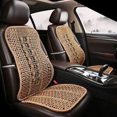 Cool pad Hand-woven Car Lumbar Hard Waist - 1-waist-1-cushion-fish-pattern-classic-brown
