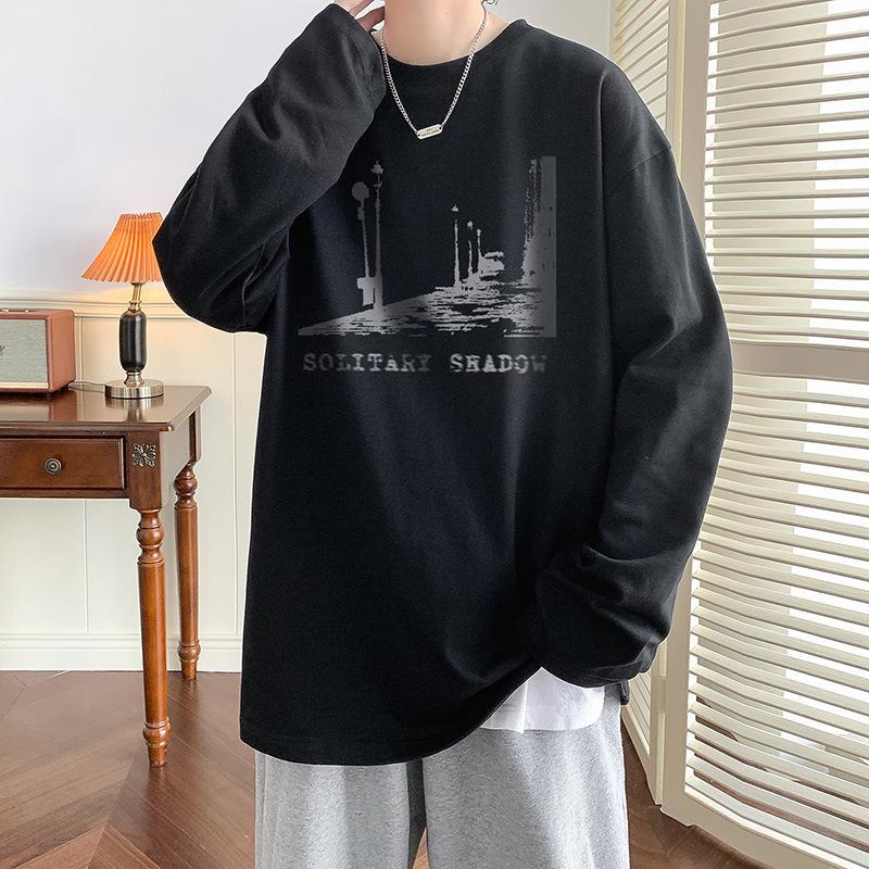 Camiseta de manga larga los hombres sueltos primavera y otoño nuevo impreso hiphop Harajuku estilo nacional moda interior camisa casual ropa superior