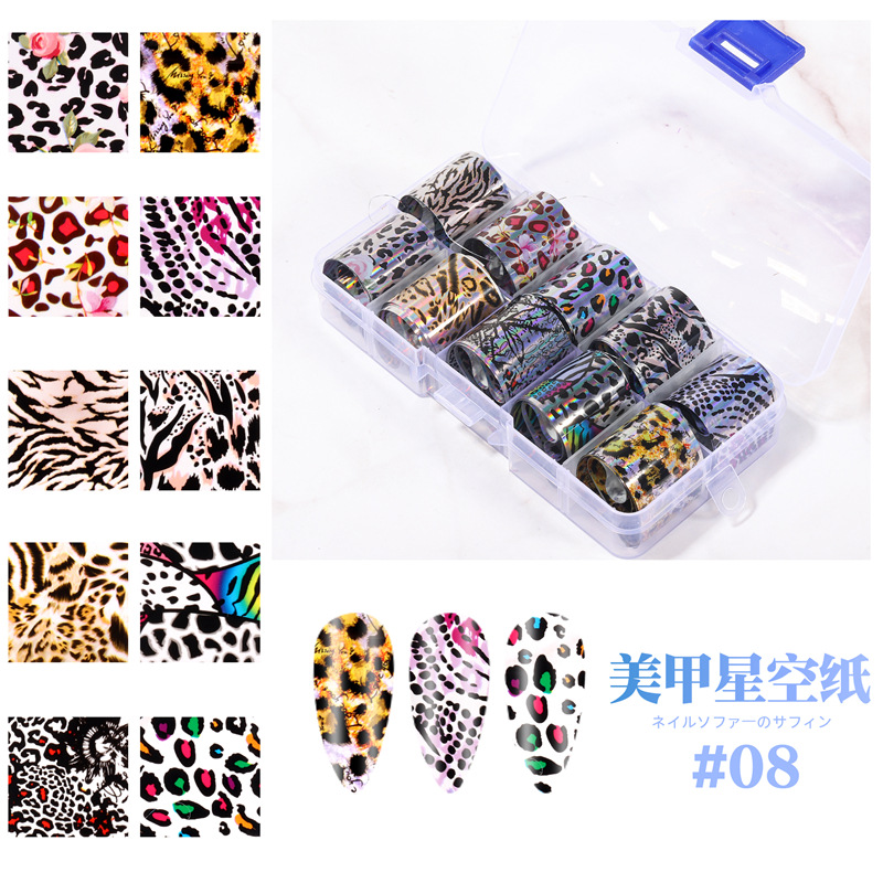 2021 nueva transferencia de Arte de uñas cielo estrellado papel mármol Flor Mariposa patrón de serpiente uñas pegatina de transferencia de cielo estrellado