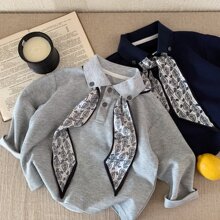 儿童polo衫2025秋季新款童装男童女童丝巾个性polo衫宝宝洋气上衣