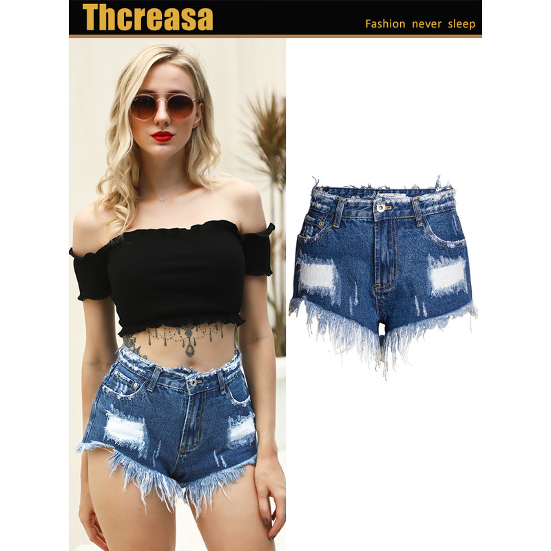 Aliexpress Amazon Women's Hot Pants Loose Wide Leg Raw Edge Shorts Denim Shorts Wholesale