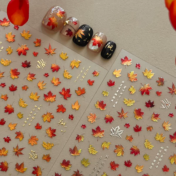 Ant Pattern Nail Stickers Maple Leaf Nail Stickers Jelly 3D Chinese Style Nail Decorations Manufacturer Wholesale Price YT9213