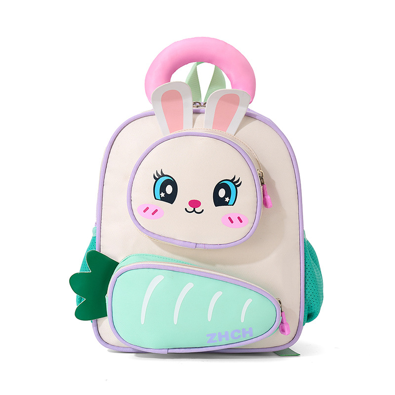 Dibujos animados lindo jardín de infantes mochila para bebé lindo conejo blanco divertido zanahoria mochila para niños y niñas mochila para niños marea