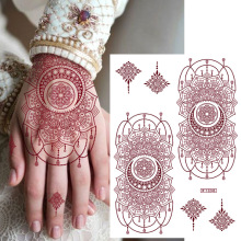 �羳2025ŷ��������ӡ�Ⱥ����غ�ɫ��˿������ֽ����henna tattoo