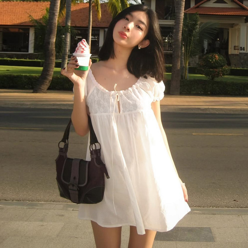 Amazon Women's Clothing 2026 Summer New Style Ins Style Sweet Puff Sleeve Loose Slim Fit Dress Short Skirt Amazon Women's Clothing 2026 Summer New Style Ins Style Sweet Puff Sleeve Loose Slim Fit Dress Short Skirt