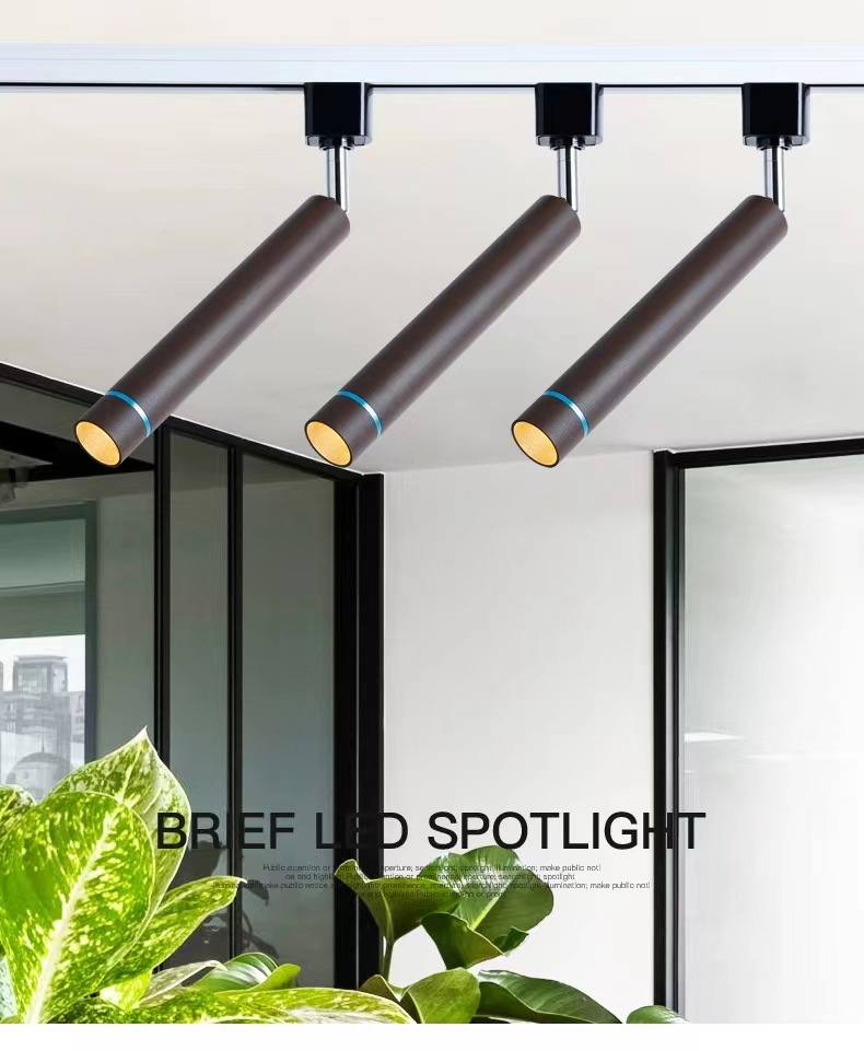 LED track light, small track light, long tube, Nordic minimalist industrial style, external single light, surface-mounted background wall light