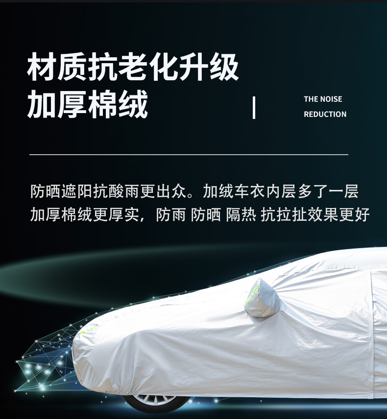 Oxford Car Cover with Fleece Lining, Sunshade, Sun Protection, Cotton-Lined Full Car Cover, Sun and Rain Protection, Full Car Sun Protection and Heat Insulation