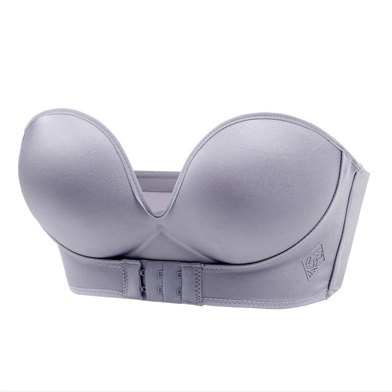 Large Size CD Cup Strapless Underwear Female Invisible Bra Gathered Non-slip Tube Top Type No Steel Ring Wrapped Chest Small Chest Thickening